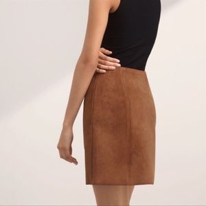Aritzia Babaton camel suede skirt